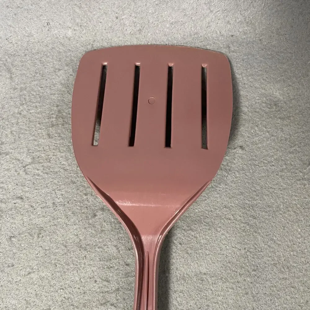 Vintage Wide Slotted Spatula Utensil Pink Ensar Corp Nylon Plastic USA Made